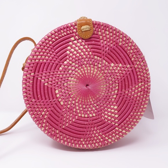 Was $68 Boho Chic Round Rattan Crossbody - Picture 2 of 8